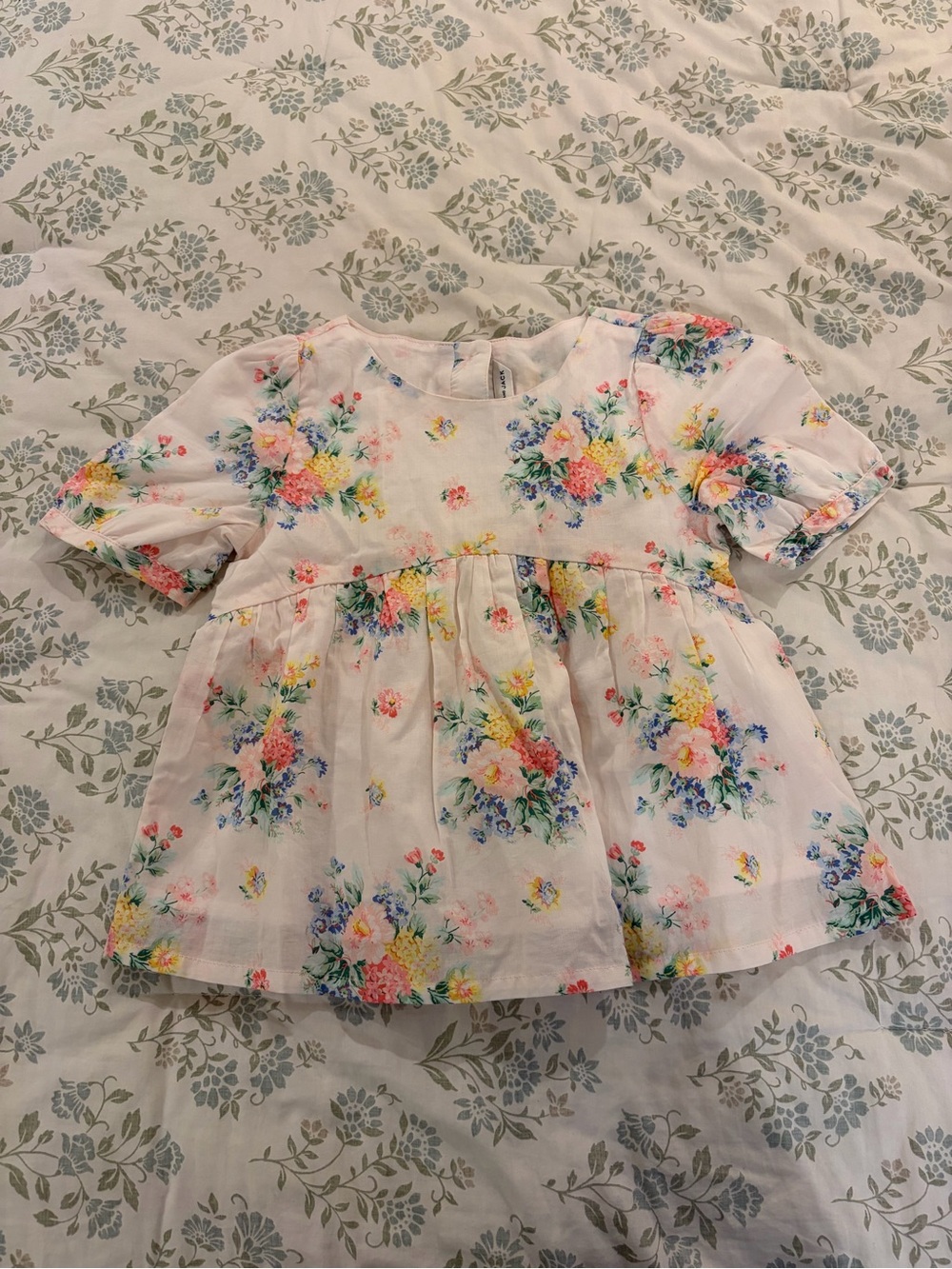 Janie and Jack Light Pink Floral Blouse with Blue and Green Accents